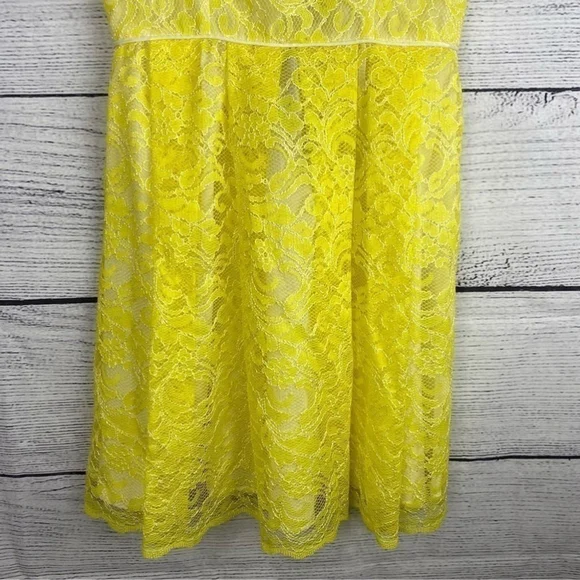 Abs Allen Schwartz Yellow Spring Summer Lace Garden Party Dress Size 2 - Picture 4 of 10